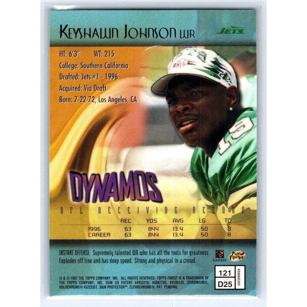 1997 Finest #121 Keyshawn Johnson EMBOSSED New York Jets